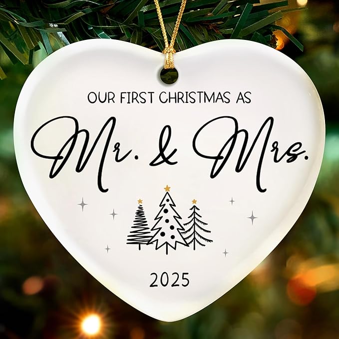 Wedding Gifts for Couples 2025, First Christmas Married Ornament 2025 Mr and by THDZS