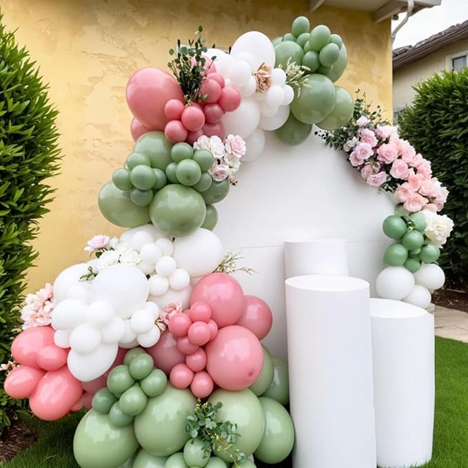 Pink And Green Balloons, Sand Cream White Balloon - Image 6