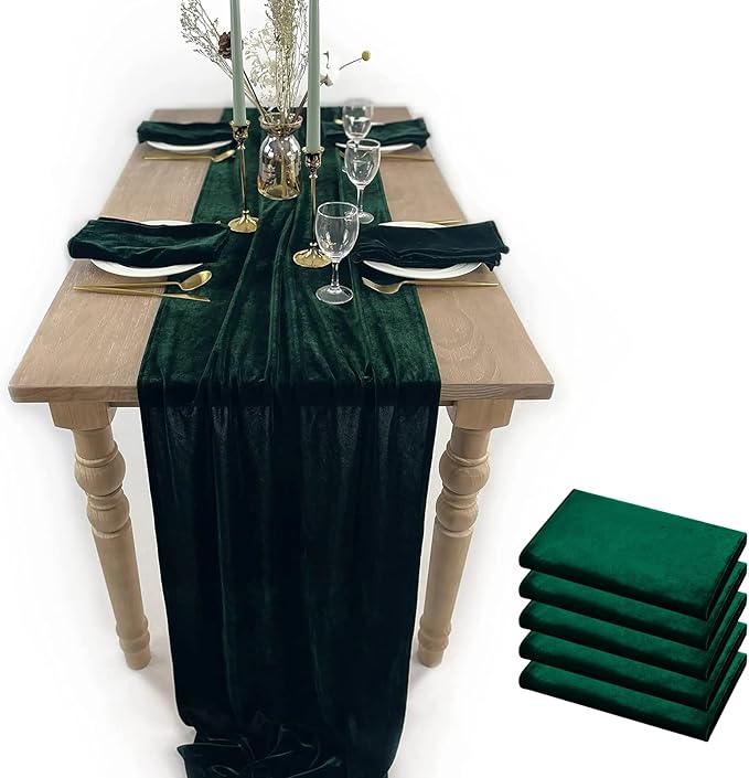 Velvet Table Runner, 5 Pack Luxurious Wedding Reception Decorations Soft Velvet by BTFHOME