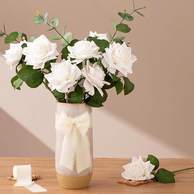 DORIS HOME Cream White Chiffon Ribbon - Image 2