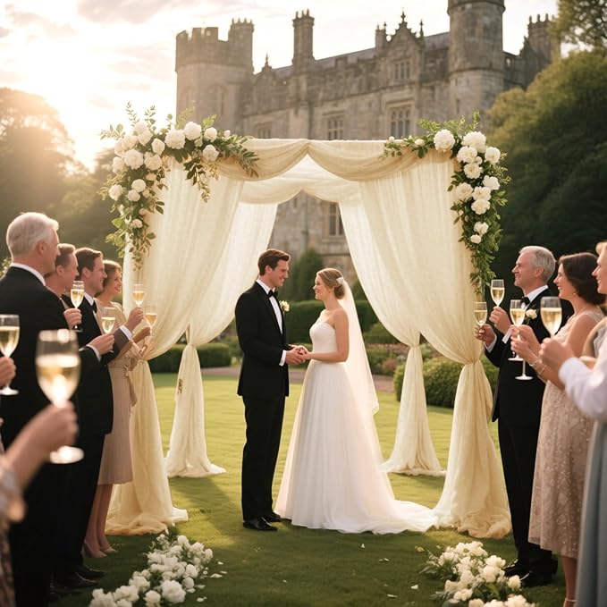 VOK Wedding Arch Draping Fabric Chiffon Fabric, 29in x 18Ft 2 Panels Sheer - Image 6