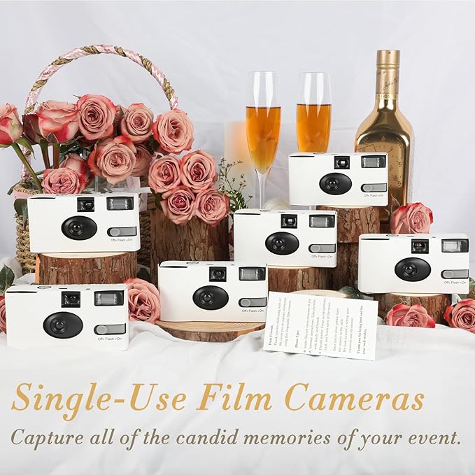 6 Pack Disposable Cameras for Wedding Bulk, 35mm White Single-Use Film Cameras - Image 2
