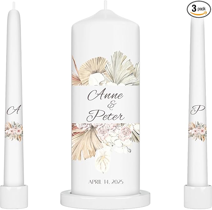 Unity Candles for Wedding, Modern Unity Set, Custom and Personalized Pillar and by LightItStudio