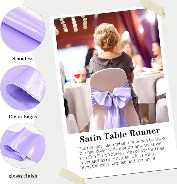 10 Pack Satin Table Runner 12 x 108 Inch Long Lavender Silk Table Runner - Image 4