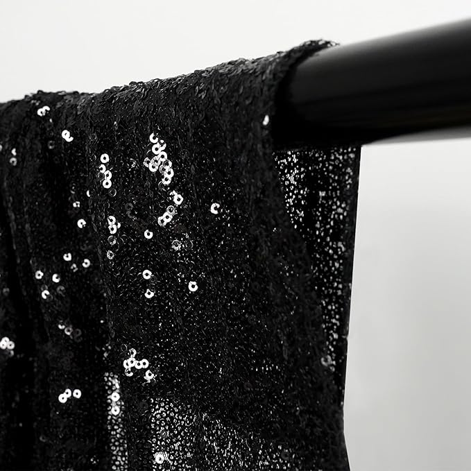 Eternal Beauty Black Sequin Backdrop Curtains, Halloween Shimmer Back Drop - Image 5