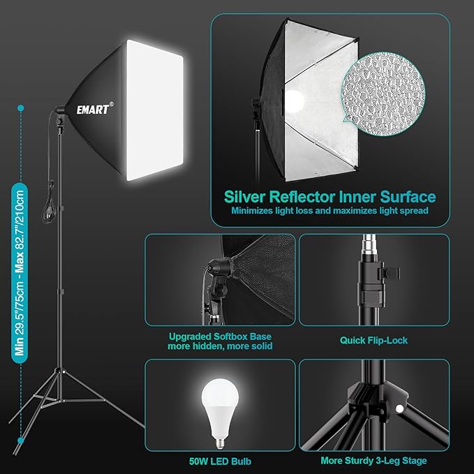 EMART 8.5 x 10 ft Backdrop Support System, Professional Photography Lighting Kit - Image 4