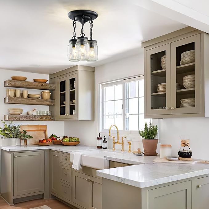 Black Pendant Lights, 3-Light Clear Glass Pendant Lights Kitchen Island - Image 4