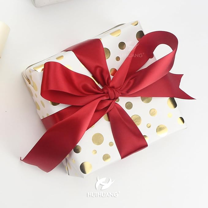 HUIHUANG Red Ribbon 1-1/2 inch Satin Ribbon - Image 3