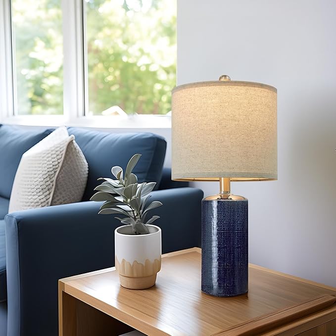 20.25/inch Modern Ceramic Table lamp Set of 2 Small Farmhouse Bedside lamp Dark - Image 9