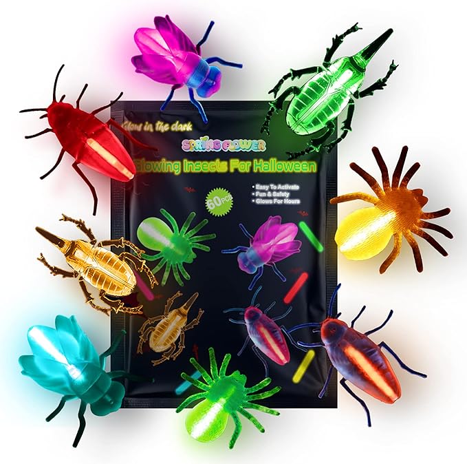 Glow Critters for Halloween Party Favor, Glow in The Dark Toys Set for Kids by SpringFlower