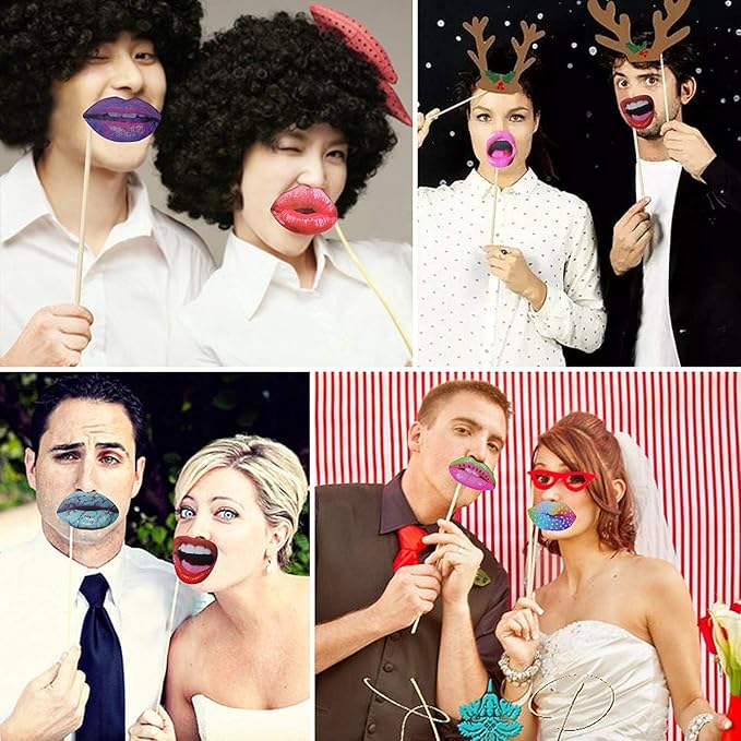 40pcs Party Photo Booth Props, Funny Lips Mouth Selfie Props Accessories - Image 5