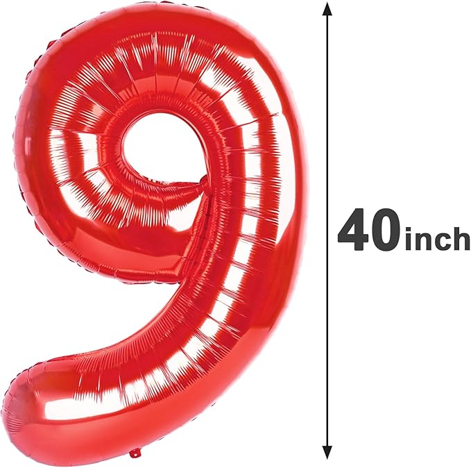 Number Balloon 40 Inch Red 9 Balloon, Large Numbers 9 9th Decorations - Image 2