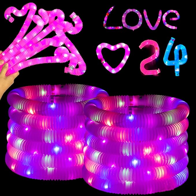 Pink 24 Pack Light Up Party Favors Supplies, Bulk Glow Sticks Bracelet by Unknown
