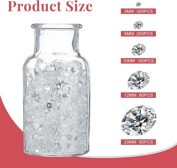 Hicarer 800 Pieces Diamond Decorations Acrylic Diamond Table Scatter Crystals - Image 2