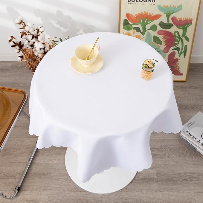 Small Square White Tablecloth 36 x 36 Inch Polyester Fabric Washable Table - Image 3