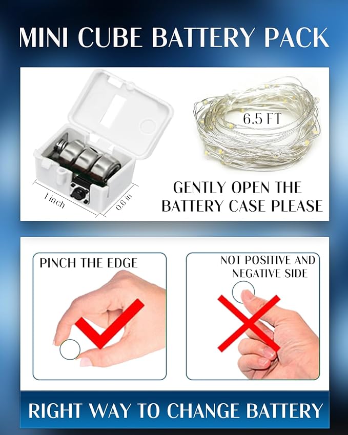 20 Pack Fairy Lights Battery Operated 60 Extra Batteries, 3 Modes 6.5ft 20 LED - Image 3