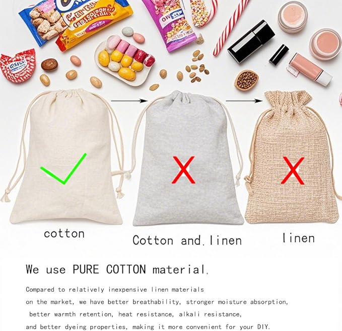 gobyhumm 20 Pieces Pure Cotton Drawstring Bags Muslin Bags Sachet Bag - Image 2