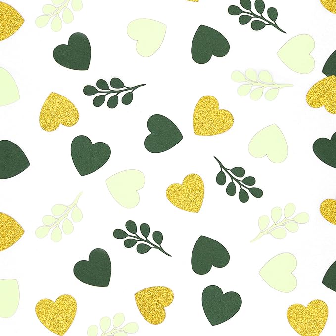 200PC Sage Green Heart Confetti - Image 3