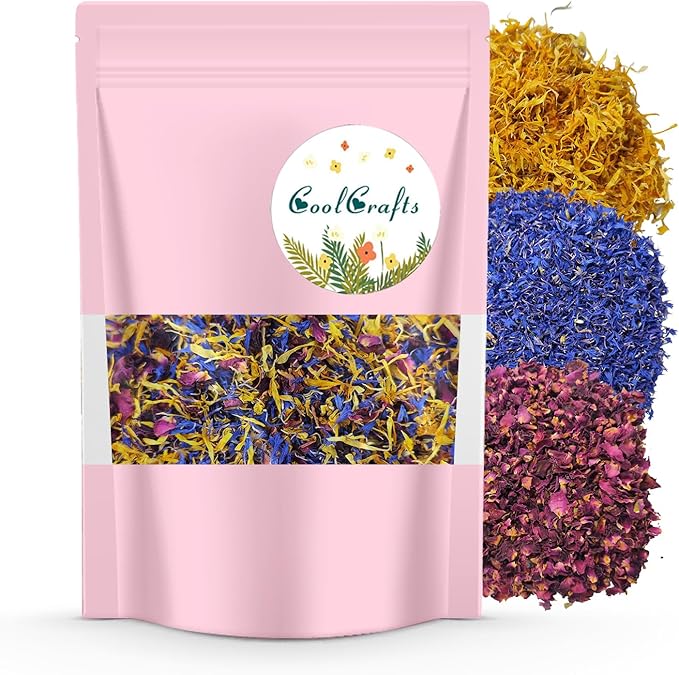 Dried Flower Petals Blend 1oz Natural Dried Rose Petals, Cornflower by CoolCrafts