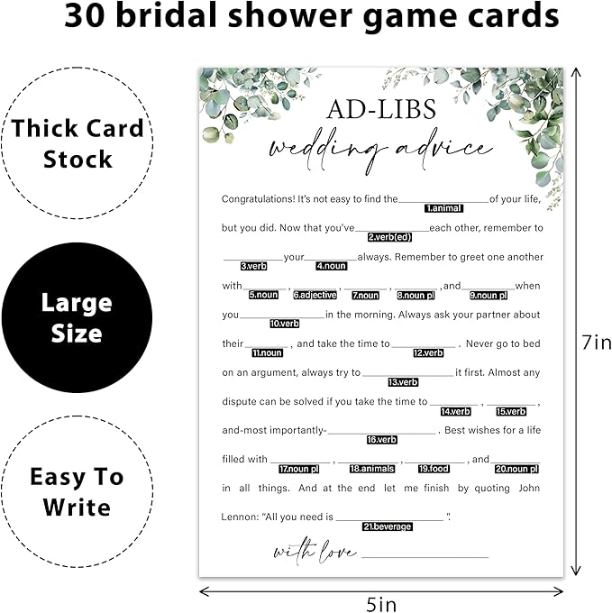 Eucalyptus Bridal Shower Game Cards - Image 2