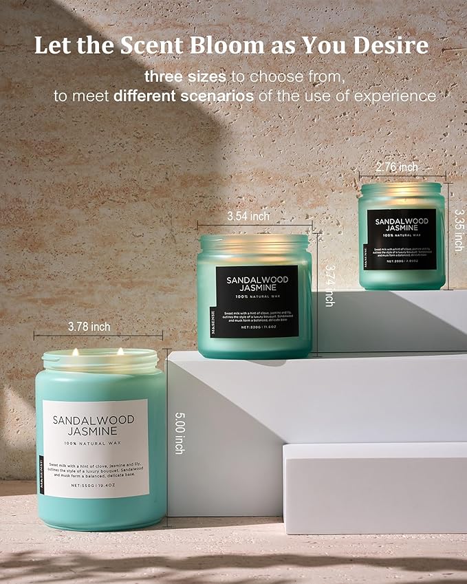 M&SENSE Sandalwood Jasmine Scented Candles, Large Soy Natural Long Lasting - Image 6