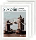 20x24 Picture Frame Set of 3, Textured White Solid Wood Poster Frame, Wall by TENiBYC