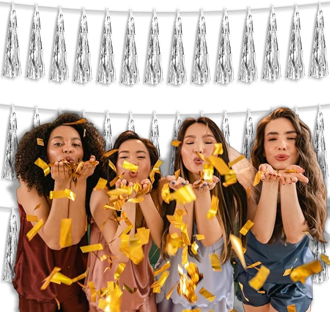 3P Metallic Fringe Tassel Banner Garland Foil Tinsel Streamer Wall Hanging - Image 6