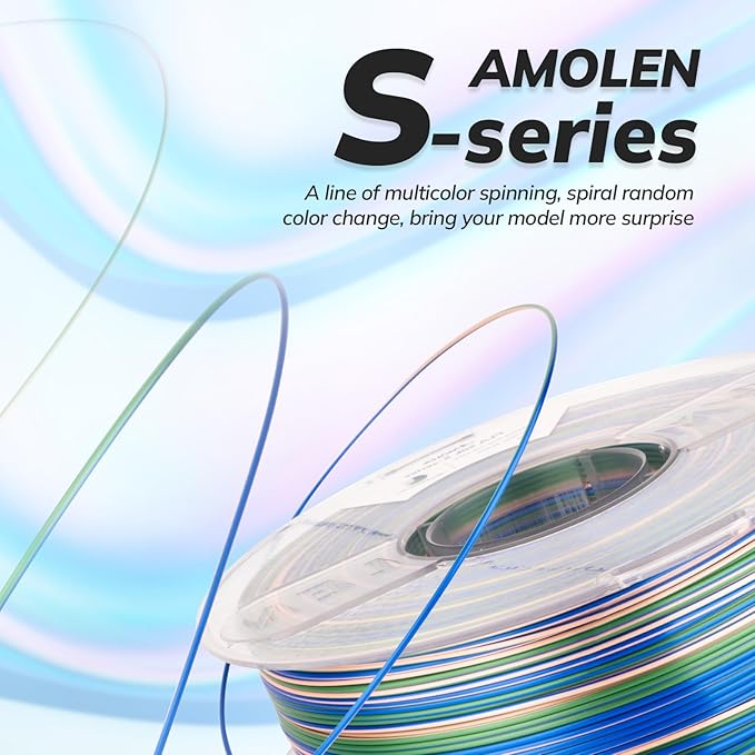 AMOLEN Silk PLA 3D Printer Filament, Shiny Multicolor Rainbow PLA Filament - Image 2