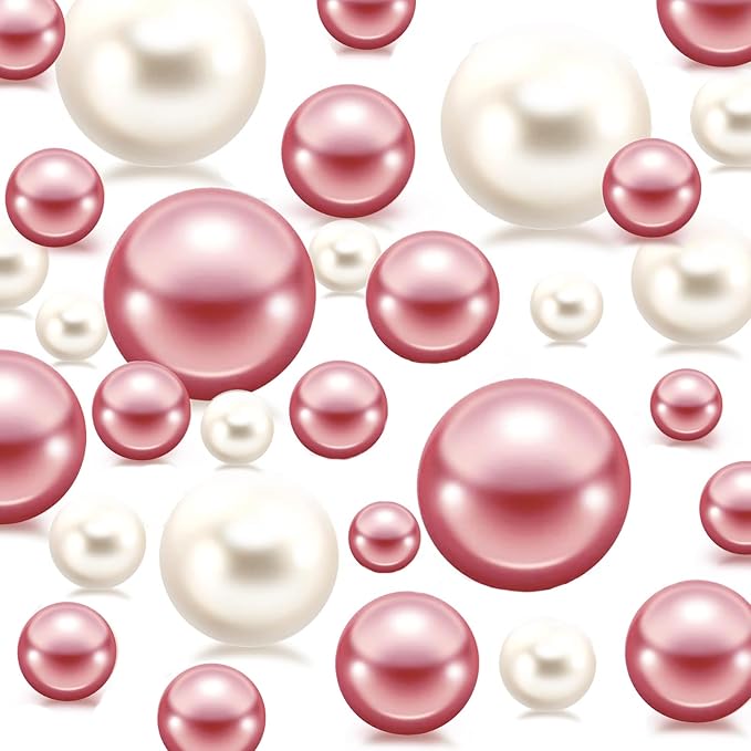150Pcs Cream&Rose Gold Polished No Hole Faux Pearl Beads by Cusmation