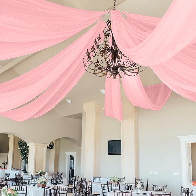 6 Panels Dusty Rose Ceiling Drapes - Image 8