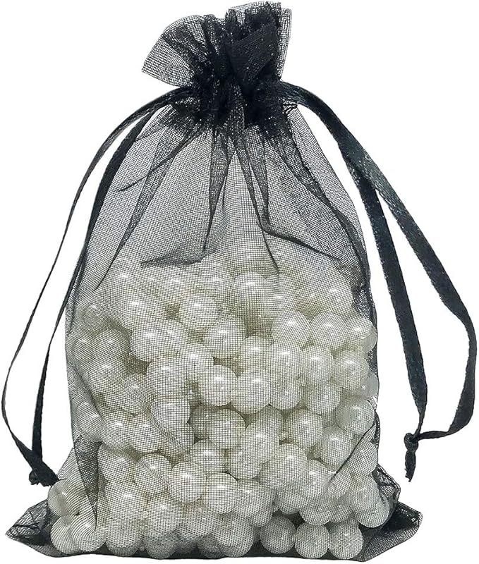 TheDisplayGuys 48-Pack 4x6 Black Sheer Organza Gift Bags - Image 3