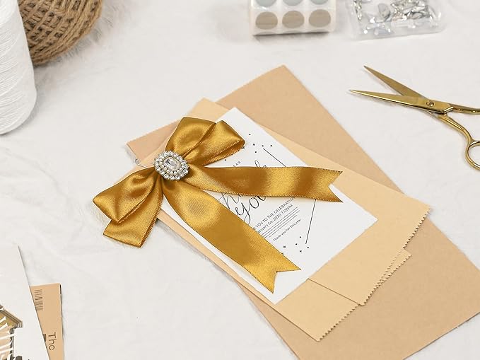 Gold Satin Ribbon 1 inch X Continuous 25 Yards, Single Face Polyester Ribbon - Image 7