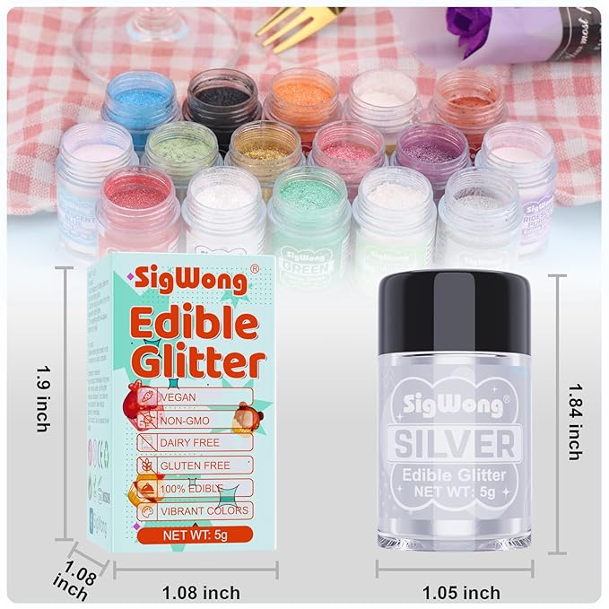 Silver Edible Glitter - 5g Food Grade Cake Decorating Shimmering Glitter - Image 6