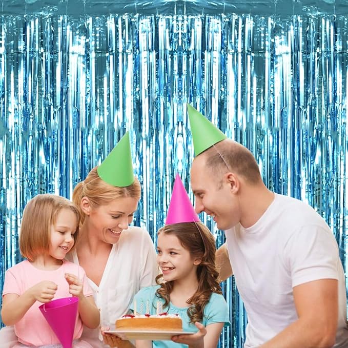 BEISHIDA 2 Pcs Light Blue Door Streamers Tinsel Curtain Party Backdrop Fringe - Image 6