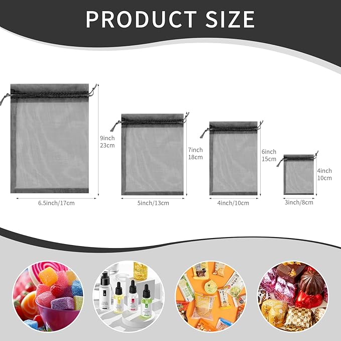 50 Pcs Organza Bags 4x6 Inch, Small Mesh Bags Drawstring Candy Bag - Image 2