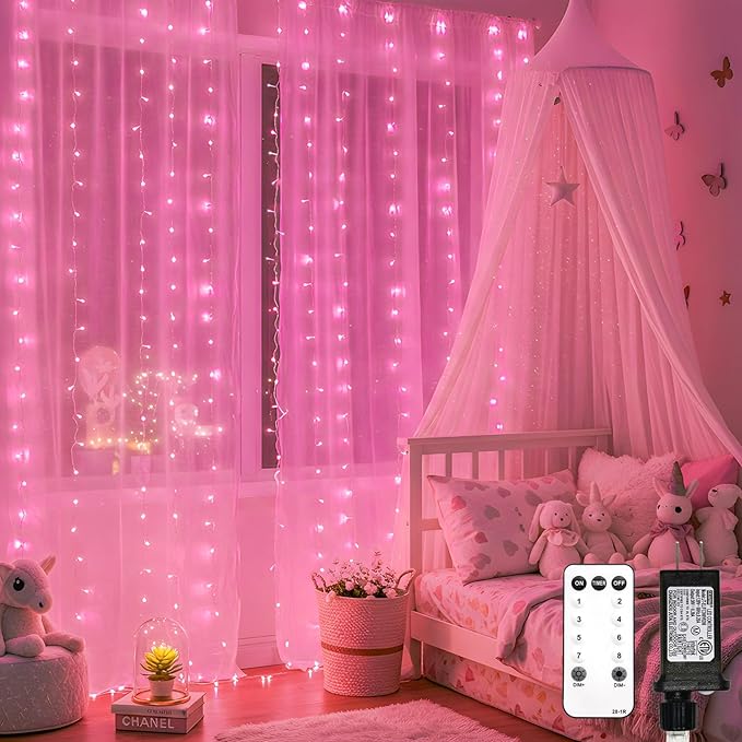 suddus Curtain Lights for Bedroom, 300 Led 9.8ft x 9.8ft Hanging String Lights by SUDDUS