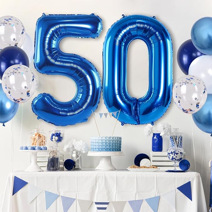 50th Birthday Balloon for Boys, Foil 40 Inch Self Inflating Balloon Number 50 - Image 5