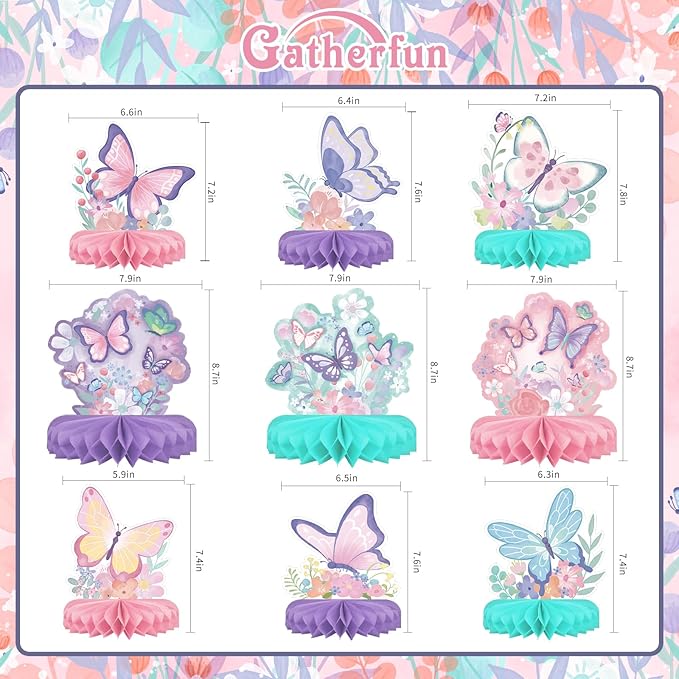 Butterfly Birthday Party Supplies Kit - Image 2