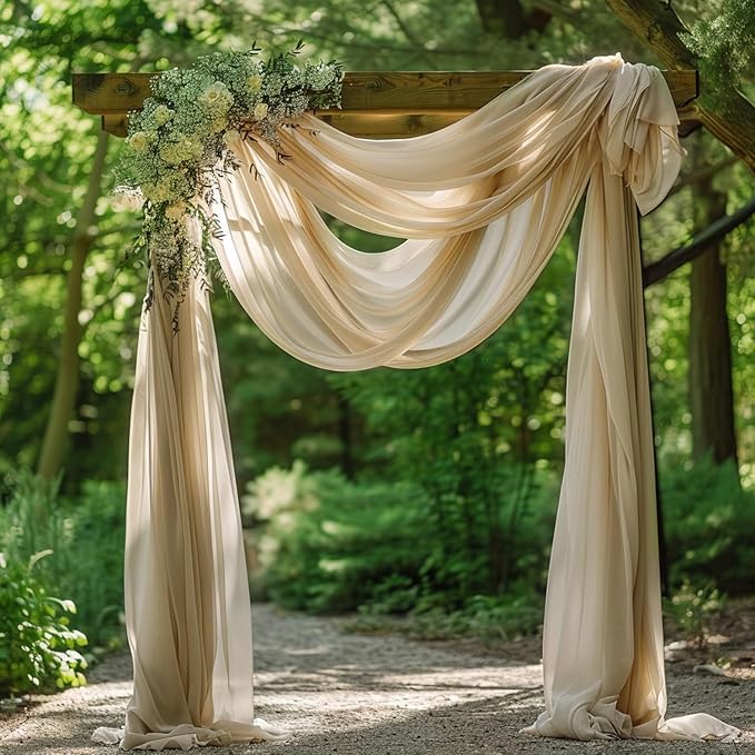Wokceer Wedding Arch Draping Fabric 6 Panels 28.7" x 20FT Champagne Drapes - Image 5