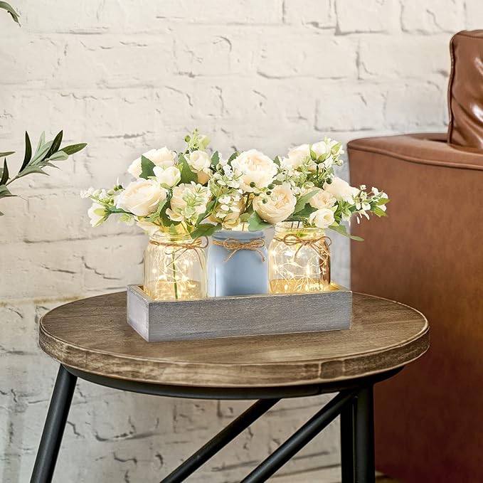 Mkono Mason Jar Lights Centerpiece Table Decor - Image 4