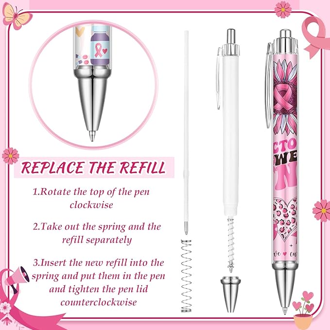 24 Pcs Breast Cancer Awareness Gift Pen Pink Ribbon Black Ink Ballpoint Writing - Image 5