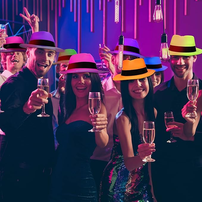 48 Pieces Neon Mafia Style Party Hats - Image 6