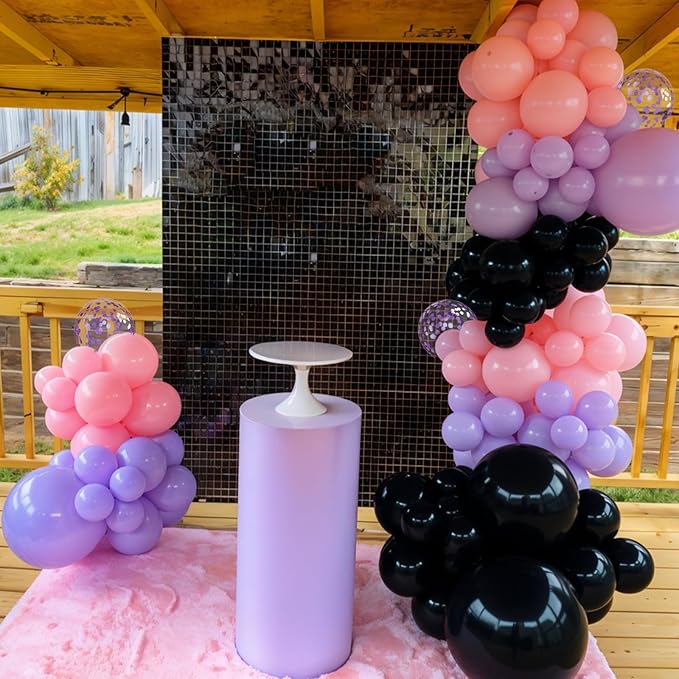 Purple Pink Black Balloons, 12 Inch Pink Black Macaron Dark Metallic Purple - Image 5