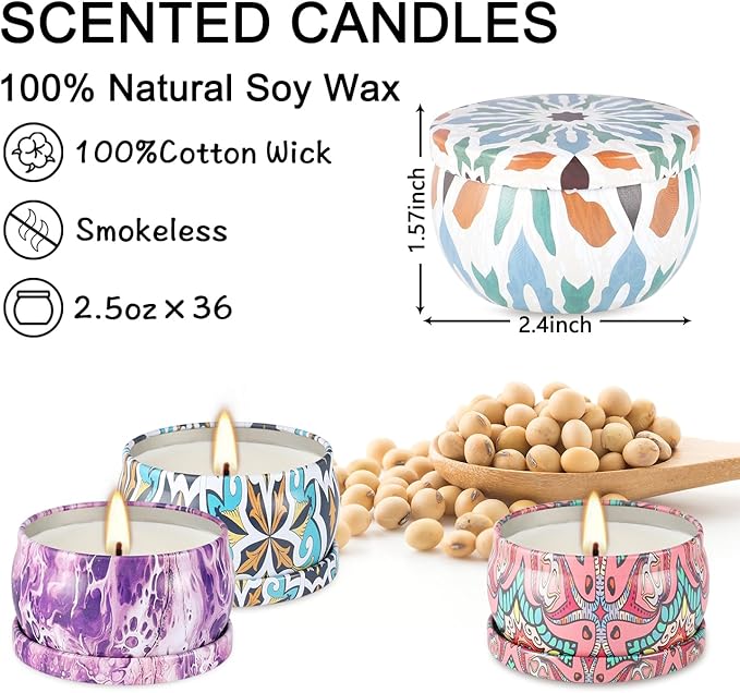 36 Pack Scented Candles Set for Home, Relaxing Stress Relief, Aromatherapy - Image 5