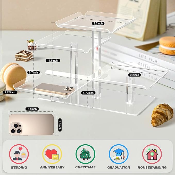 4 Tier Cupcake Stand, Acrylic Dessert Tree Tower Display Holder - Image 3