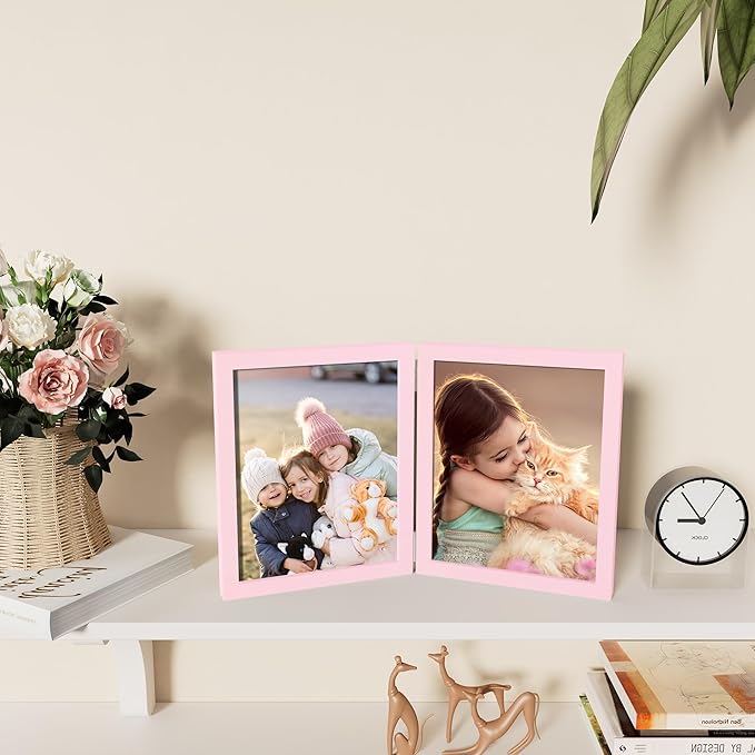 decorUhome Double 8X10 Picture Frame Vertical, Engineered Wood Bifold Photo - Image 7