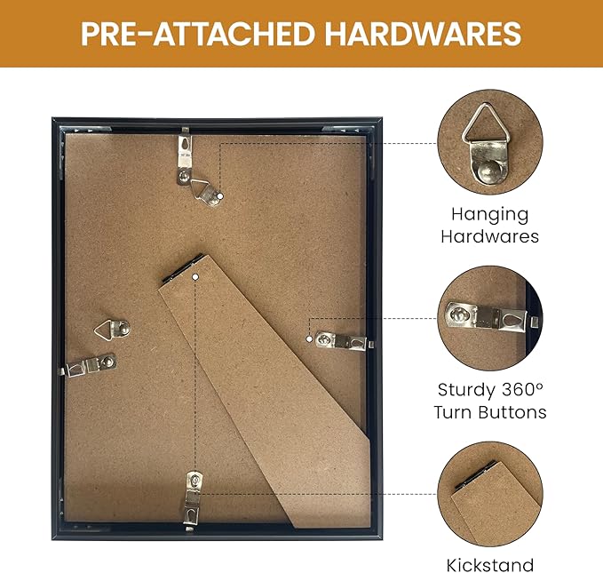 5x8 Aluminum Metal Picture Frame, Tempered Glass Gold Photo Frame 5x8 - Image 6