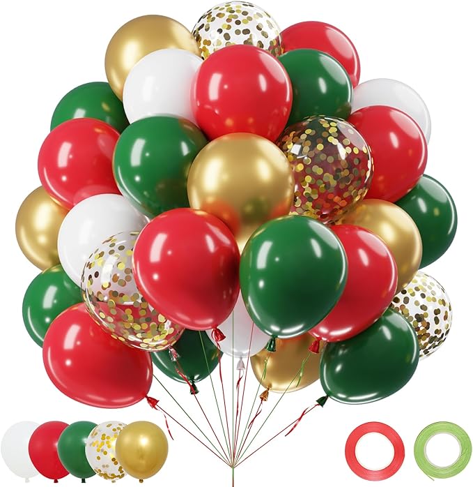 Christmas Red Green Gold Balloons Set by Netnology