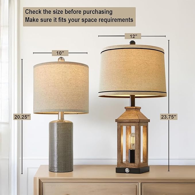 20.25/inch Modern Ceramic Table lamp Set of 2 Small Farmhouse Bedside lamp Dark - Image 2