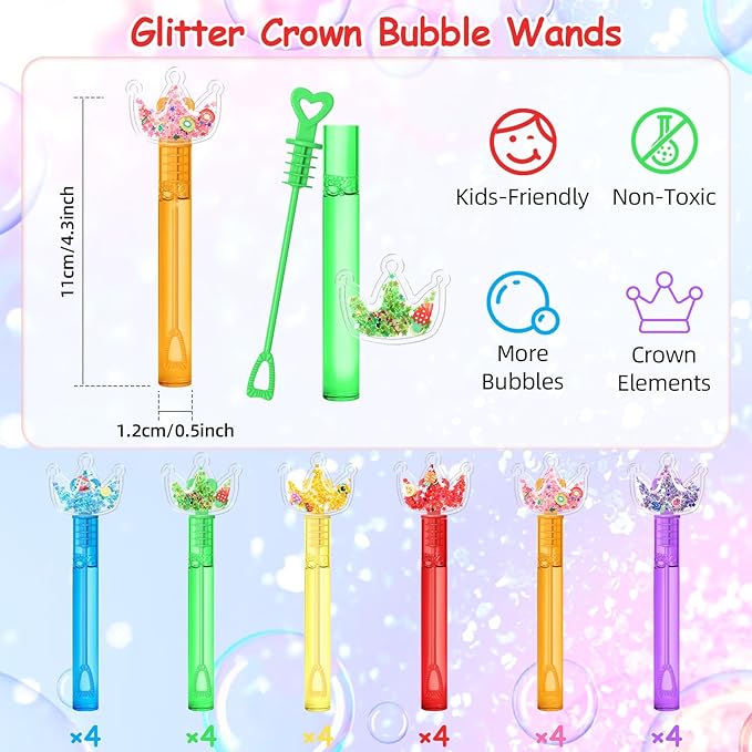 AFZMON 24Pcs Glitter Princess Bubble Wands - Image 2